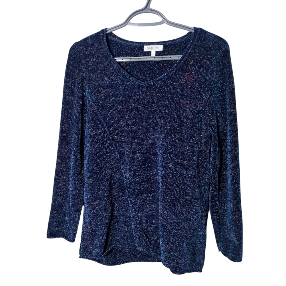 Habitat‎ Sweater Navy Chenille Confetti Swing Sweater Size Small